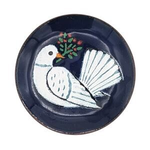 Annemarie Davidson White Dove Enamel Copper Plate MCM Art